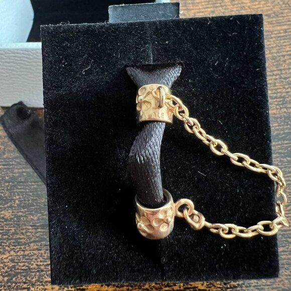 NIB Pandora 14kt gold flower safety chain protect bracelet charm #750312 - Picture 4 of 5